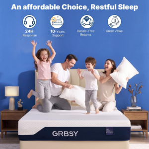 Grbsy Queen Mattress Medium Firm, 12 Inch Cooling Gel Memory Foam Mattress