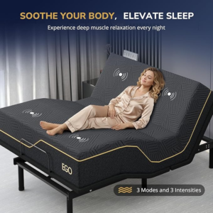 EGOHOME Adjustable Bed Frame Queen and 14 inch Memory Foam Mattress, Independent Head and Foot Incline Electric Bed with Massage, Wireless Remote, Zero Gravity, 2 USB Ports, Adjustable 12" Legs